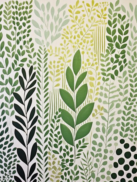 Photo there are four different designs of leaves on a wall generative ai