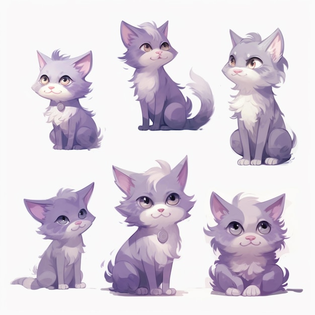 There are four different poses of a cat with different expressions generative ai