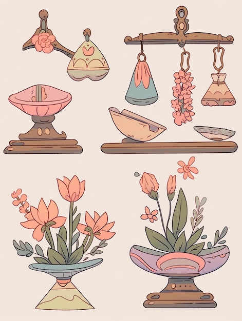 there are four different types of vases with flowers on them generative ai