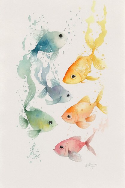 Photo there are four fish that are swimming in the water generative ai