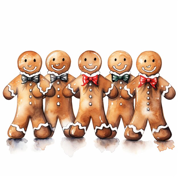 there are four gingerbreads that are standing in a row generative ai