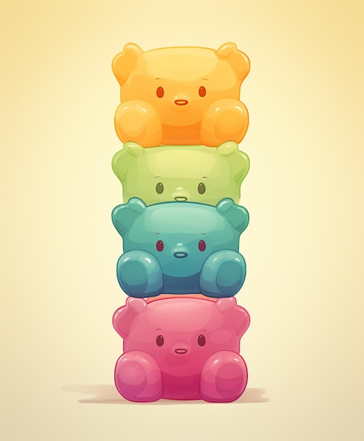 there are four teddy bears stacked on top of each other generative ai