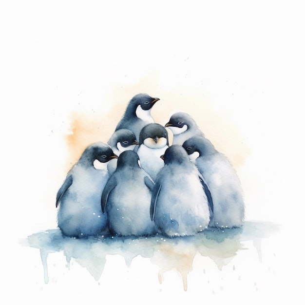 Photo there are a group of penguins that are sitting together generative ai