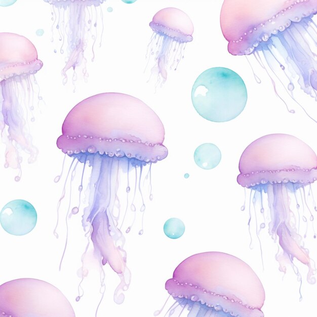 there are jellys floating in the water and bubbles on the surface generative ai