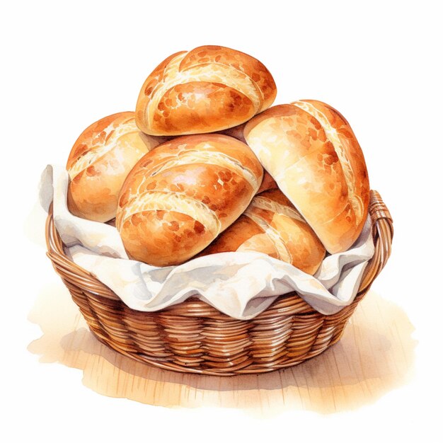 there are a lot of breads in a basket on the table generative ai