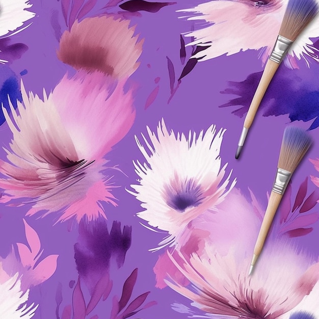 There are a lot of brushes that are laying on a purple background generative ai