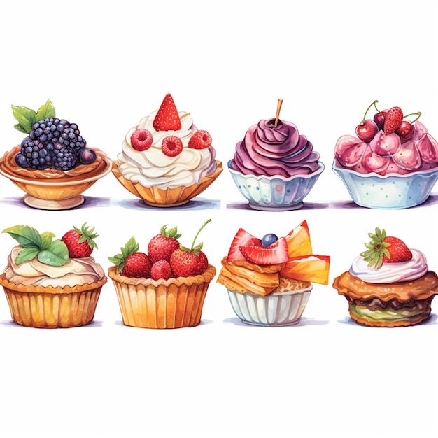 there are a lot of different kinds of cupcakes on this picture generative ai