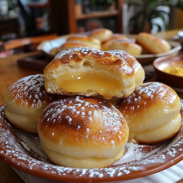 there are a lot of doughnuts on a plate on a table generative ai