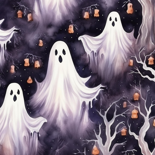 Photo there are a lot of ghosts that are flying around generative ai