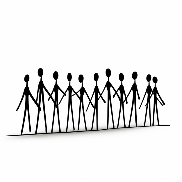 Photo there are a lot of stick figures standing in a line generative ai