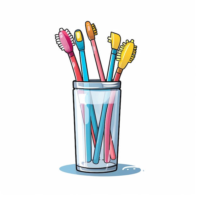 Photo there are a lot of toothbrushes in a glass with water generative ai