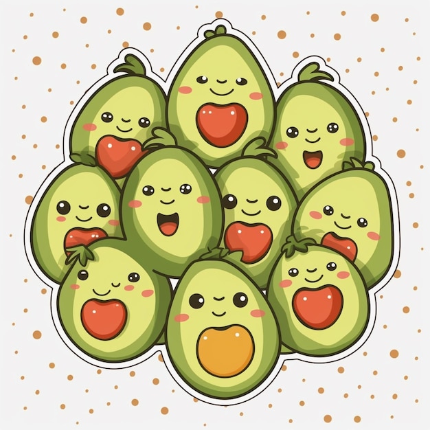 there are many avocados with faces and hearts on them generative ai