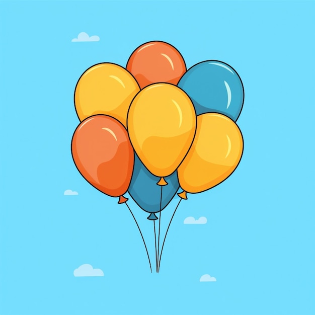 there are many balloons floating in the sky with a sky background generative ai