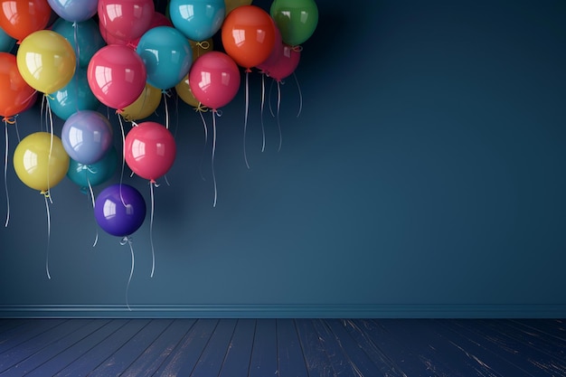 there are many balloons that are hanging from the wall generative ai