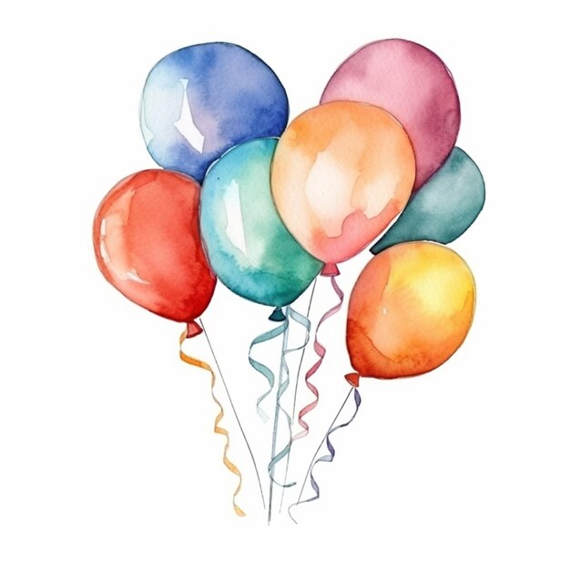 there are many balloons that are painted in a watercolor style generative ai