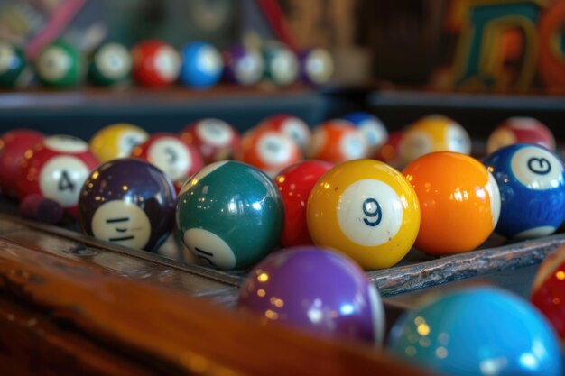 Photo there are many balls of billiards on a table