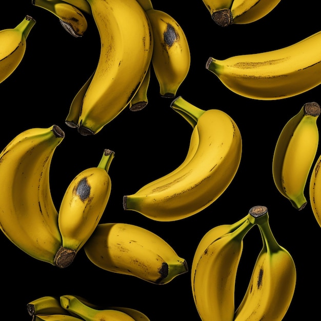 검정색 배경 생성 AI 위에 바나나가 많이 있습니다.