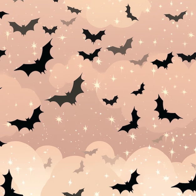 there are many bats flying in the sky with stars generative ai