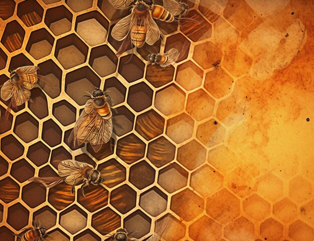 There are many bees that are on a honeycomb in the honeycomb generative ai