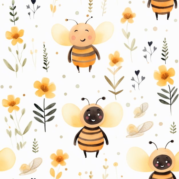 Foto ci sono molte api che stanno in piedi nell'erba generativa ai