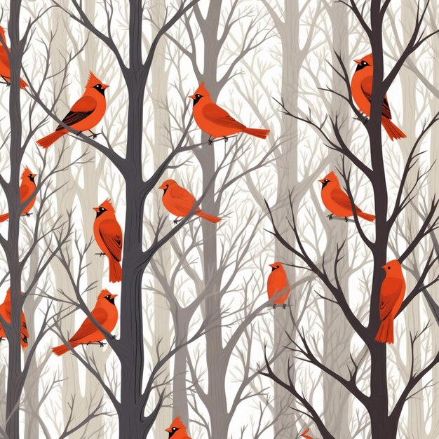 на ветвях дерева сидит много птиц, генеративный искусственный интеллект