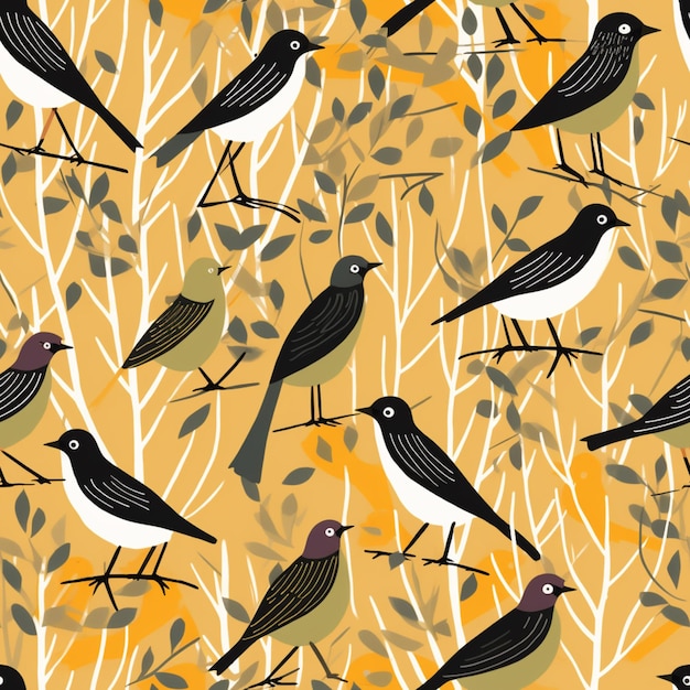 There are many birds sitting on the branches of a tree generative ai