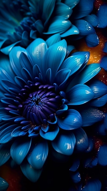 there are many blue flowers that are in a vase generative ai