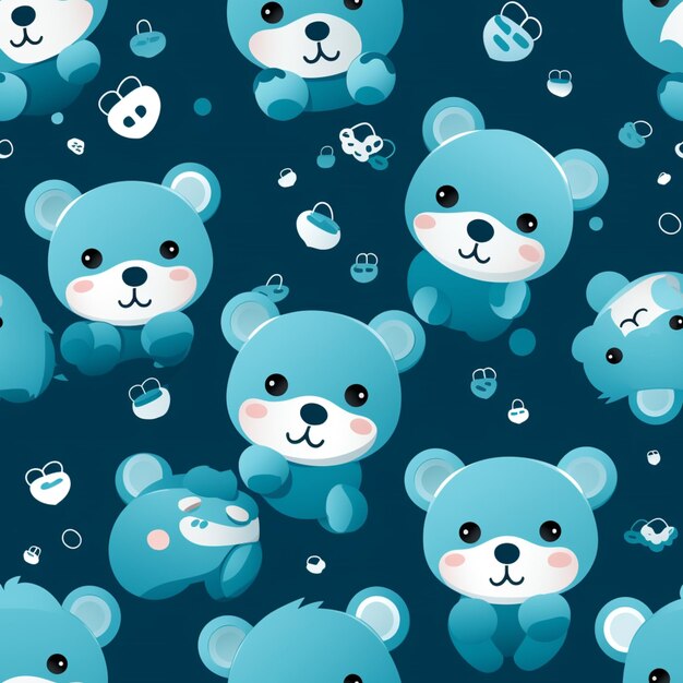 There are many blue teddy bears with hearts on them generative ai