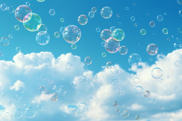 写真 った日に空中に浮かぶバブルがたくさんあります