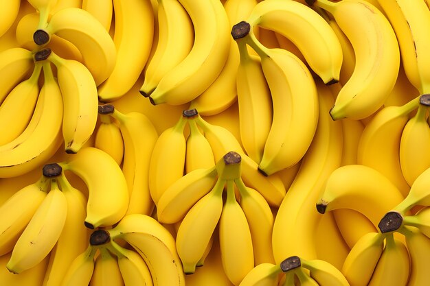 there are many bunches of bananas that are on display Generative AI