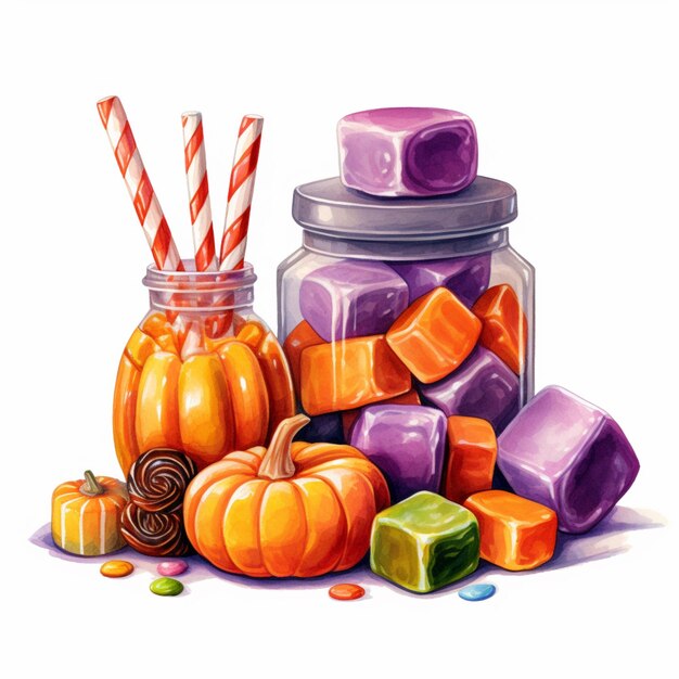 Photo there are many candies in a jar and candy in the jar generative ai