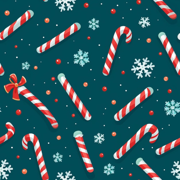 Photo there are many candy canes and snowflakes on a blue background generative ai