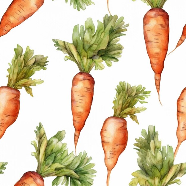 there are many carrots that are painted in watercolor on a white background generative ai