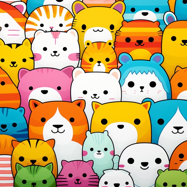 There are many cats that are all different colors together generative ai