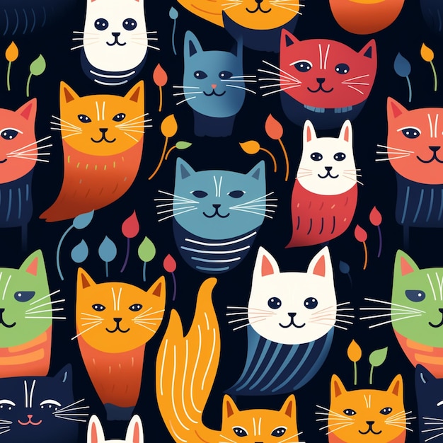 there are many cats that are all different colors together generative ai