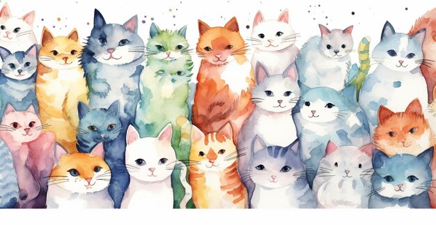 there are many cats that are all lined up together generative ai
