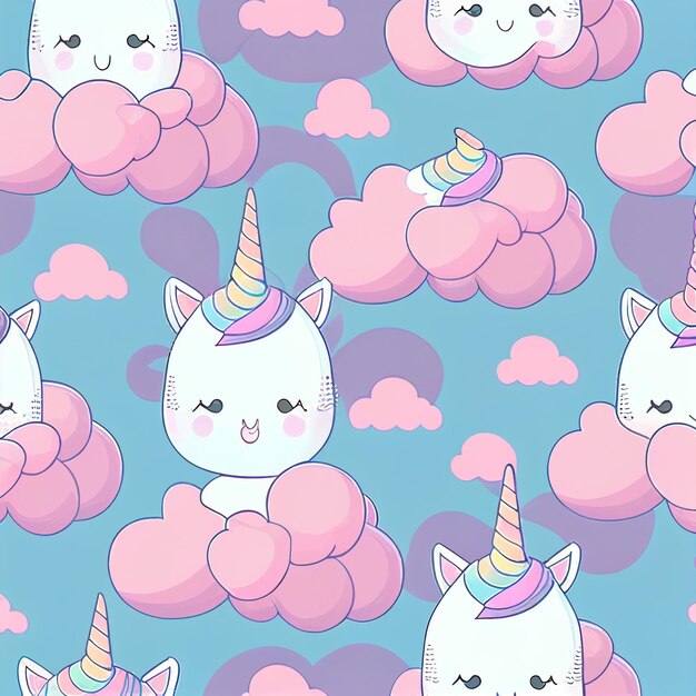 there are many cats that are sitting on clouds together generative ai