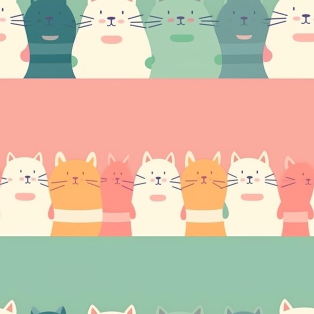 there are many cats that are standing in a row together generative ai
