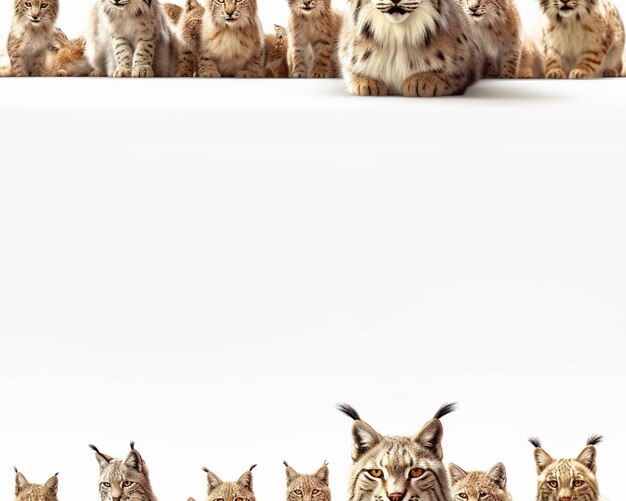 Photo there are many cats that are standing together in a row generative ai