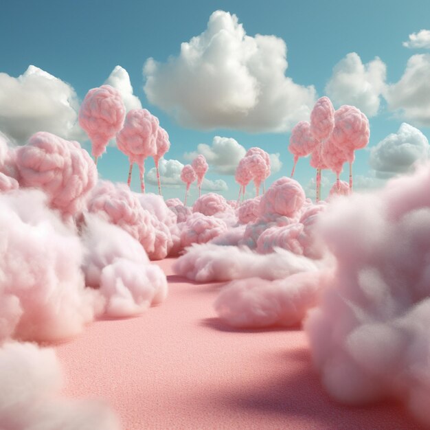 there are many clouds that are in the sky with pink clouds generative ai