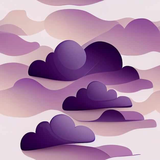 there are many clouds that are in the sky with a purple background generative ai