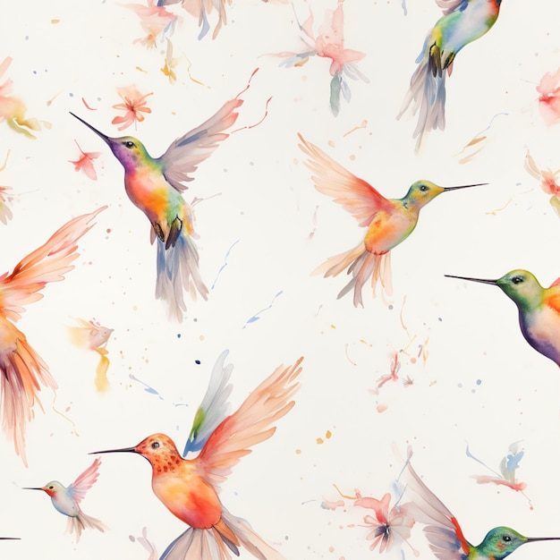 Photo there are many colorful birds flying in the air together generative ai