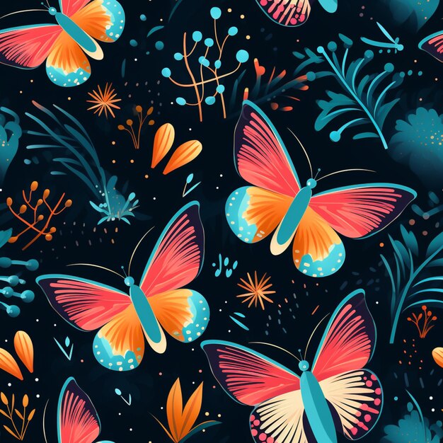 Есть много красочных бабочек, которые летают вокруг генеративной ай