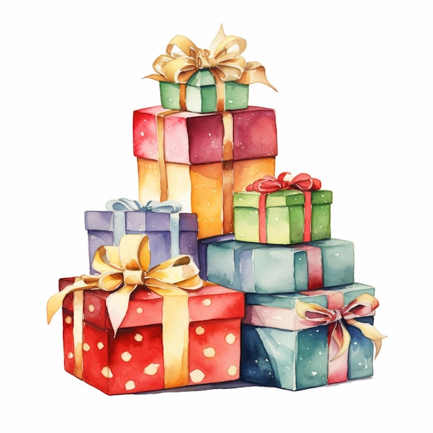 Photo there are many colorful gift boxes with bows and bows on them generative ai