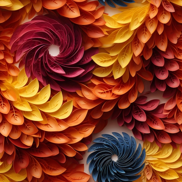 There are many colorful paper flowers on a white surface generative ai