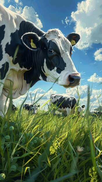 there are many cows that are standing in the grass together generative ai