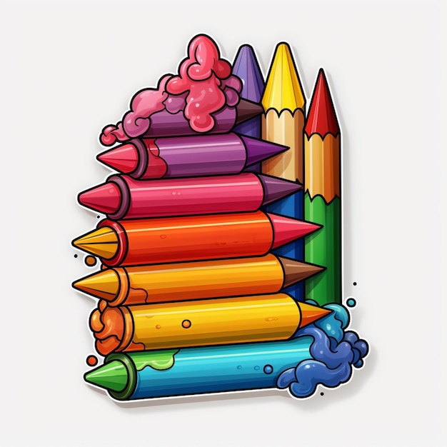 there are many crayons and a bunch of colored pencils generative ai