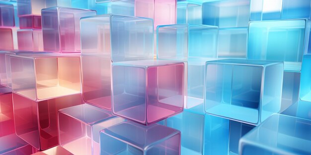 Photo there are many cubes of different colors in a room generative ai