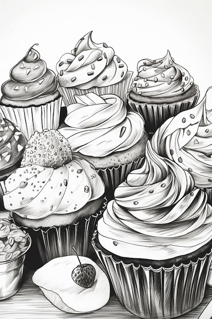 there are many cupcakes that are on a table generative ai