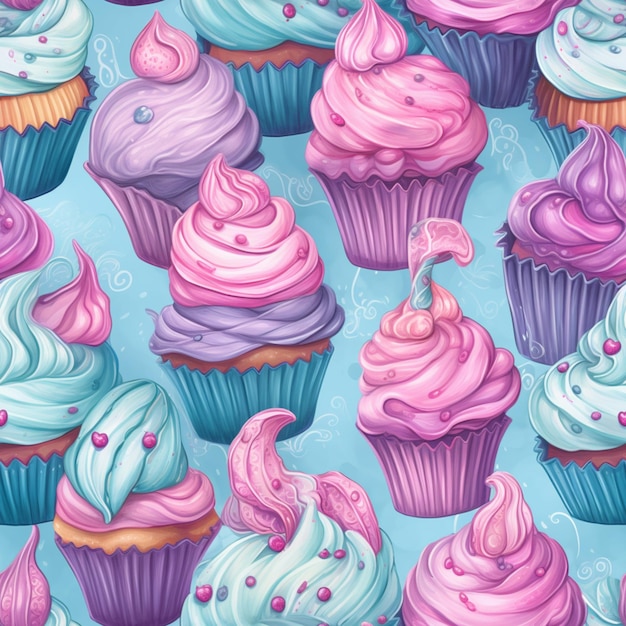 There are many cupcakes with different colors on them generative ai
